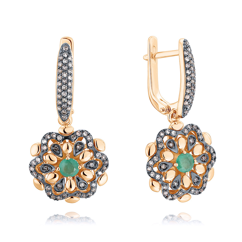 

Серьги подвески из красного золота ADAMAS 24041143/01-А50Ч-483, изумруд/бриллиант, 24041143/01-А50Ч-483