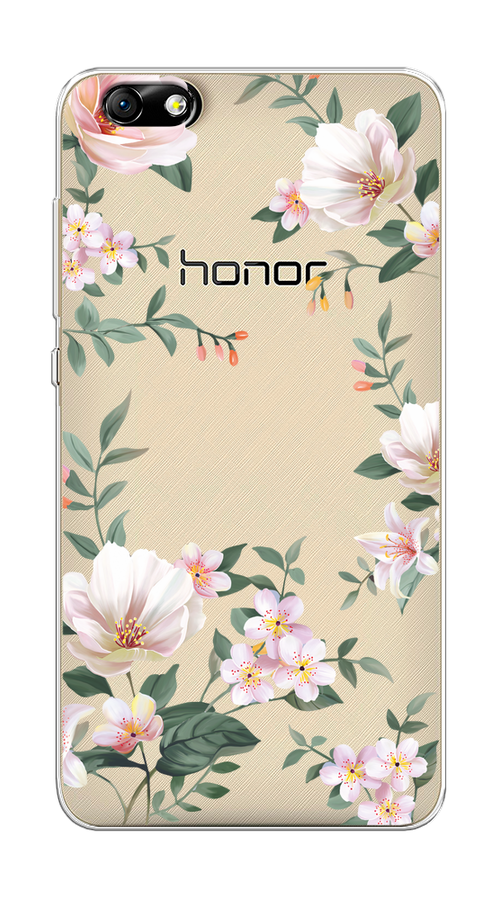 

Чехол на Honor 4X "Beautiful white flowers", Бежевый;зеленый, 63550-1