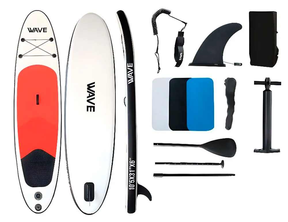 

SUP-борд Kesser Inflatable SUP Board 320х78х15, до 180 кг, Wave White-Red, Белый