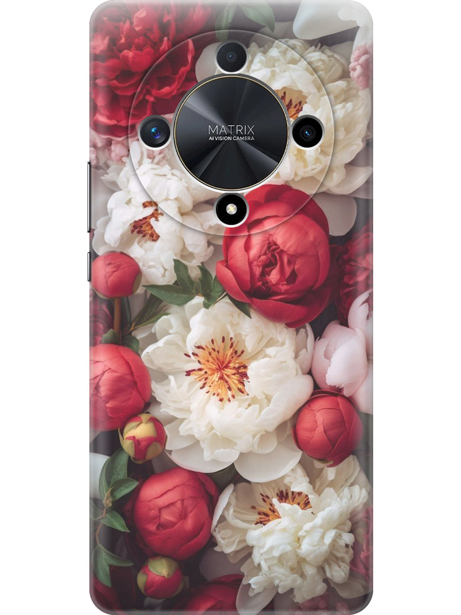 

Силиконовый чехол на Honor X9b / X50 с принтом "Красно-белые пионы", Прозрачный;белый;красный, 781974321