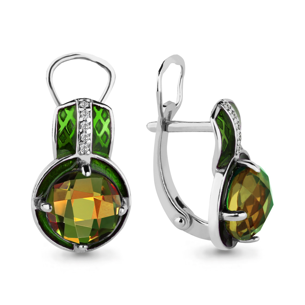 

Серьги из серебра с фианитом Aquamarine 4464219А_925_р, 4464219А_925_р