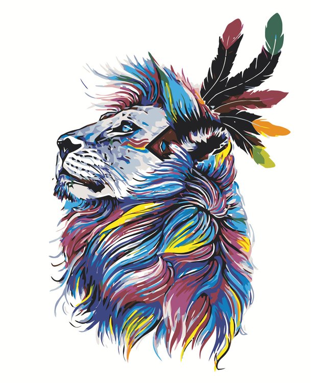 

Картина по номерам Живопись по Номерам Лев-индеец, 40x50, Лев-индеец