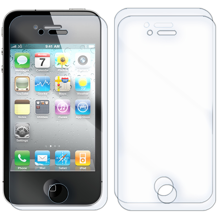

Комплект из 3-x защитных гибридных стекол для iPhone 4 / 4s