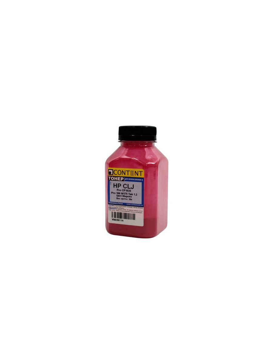 

Тонер Content для HP CLJ Pro CP1025/Pro 100 M175, Тип 1.2, M, 30г, Пурпурный, -