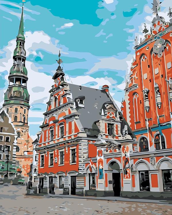 

Картина по номерам Живопись по Номерам Ратушная площадь. Рига, 40x50, Ратушная площадь. Рига