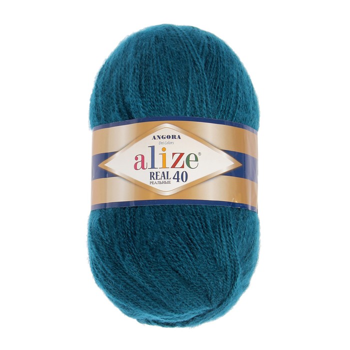 

ALIZE Пряжа "Angora real 40" 60% акрил, 40% шерсть 430м/100гр (17 петроль ), Зеленый
