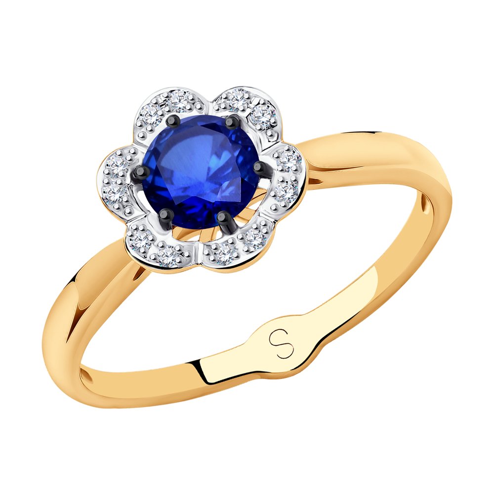 

Кольцо из красного золота с бриллиантом/сапфиром р. 16,5 SOKOLOV Diamonds 2011080, 2011080