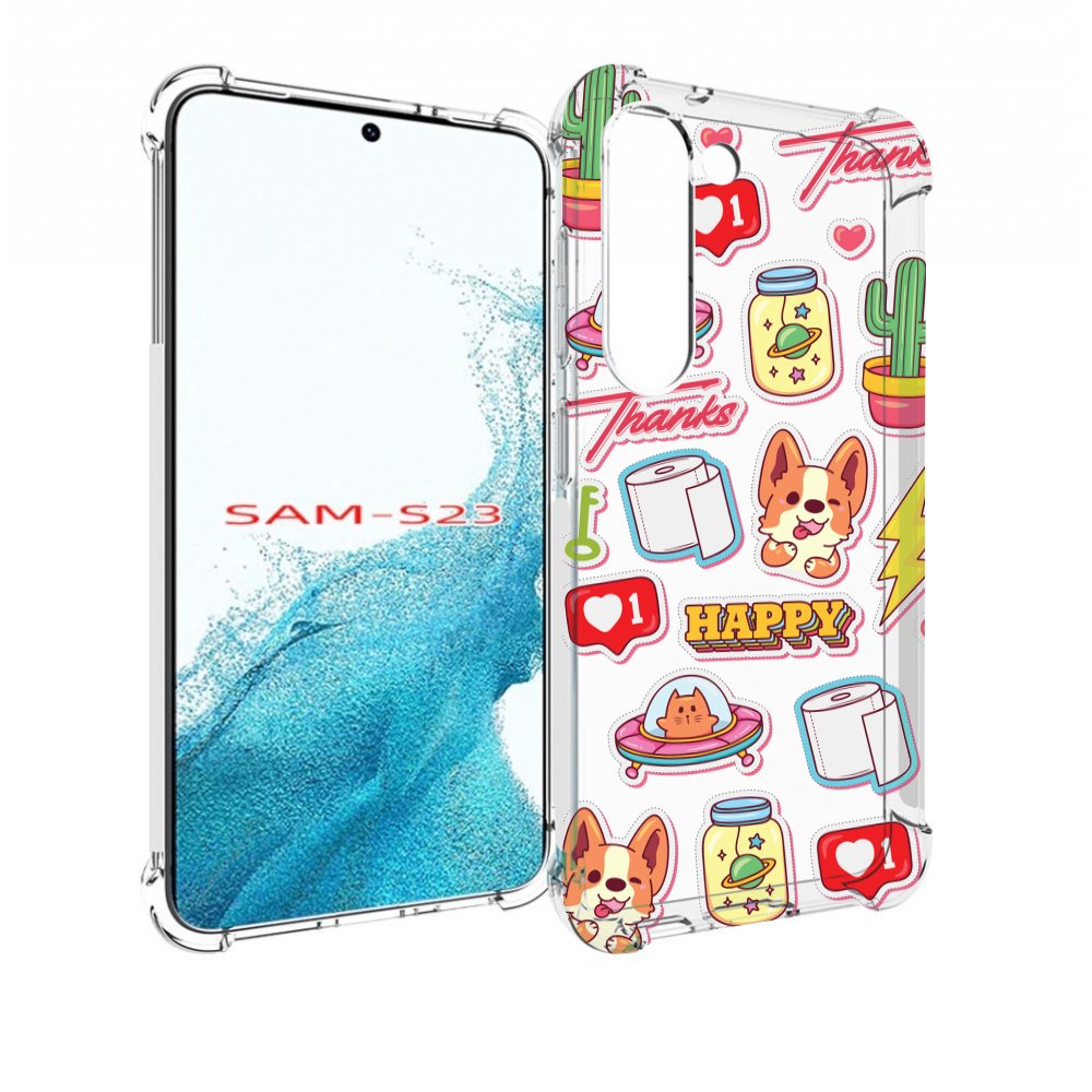 

Чехол MyPads милые-стикеры-корги для Samsung Galaxy S23, Прозрачный, Tocco