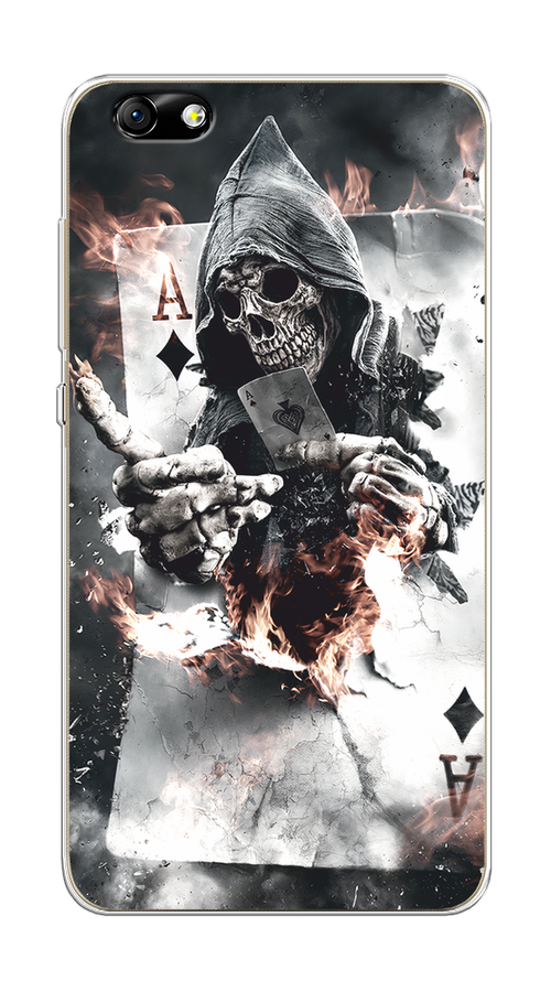 

Чехол на Honor 4X "Карты черепа в капюшоне", Белый;серый, 63550-1
