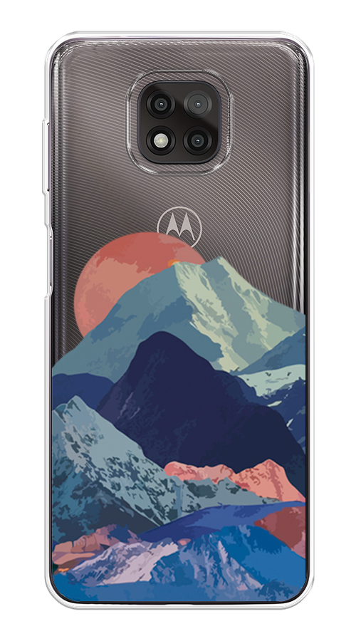 

Чехол на Motorola Moto G Power 2021 "Закат в снежных горах", Красный;серый;голубой, 242750-2