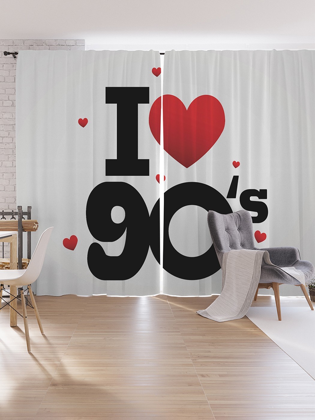 

Шторы под лён JoyArty "Я люблю 90-е", серия Oxford DeLux, 340х265 см, Я люблю 90-е