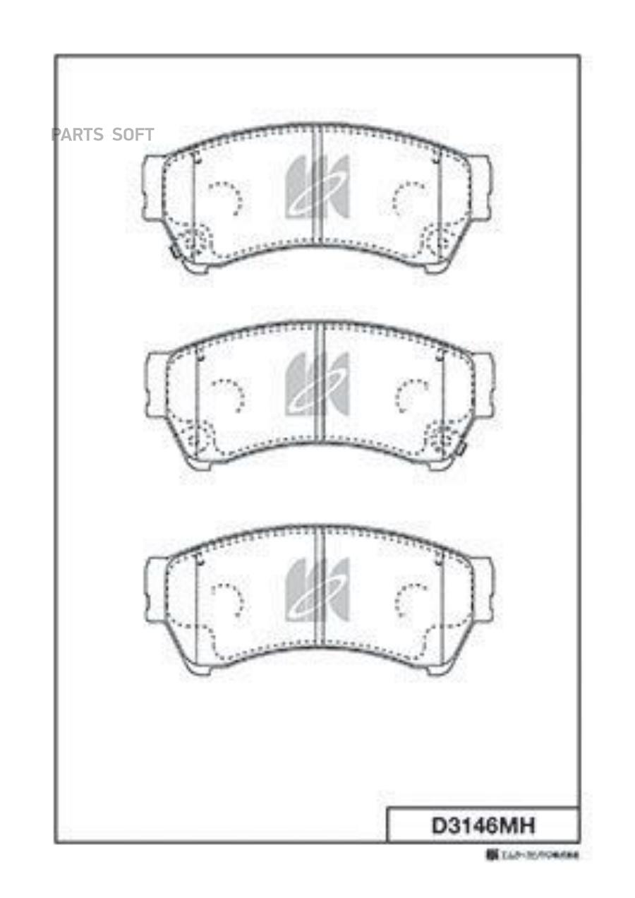 

Тормозные колодки Kashiyama дисковые с артискрипной пластиной D3146MH