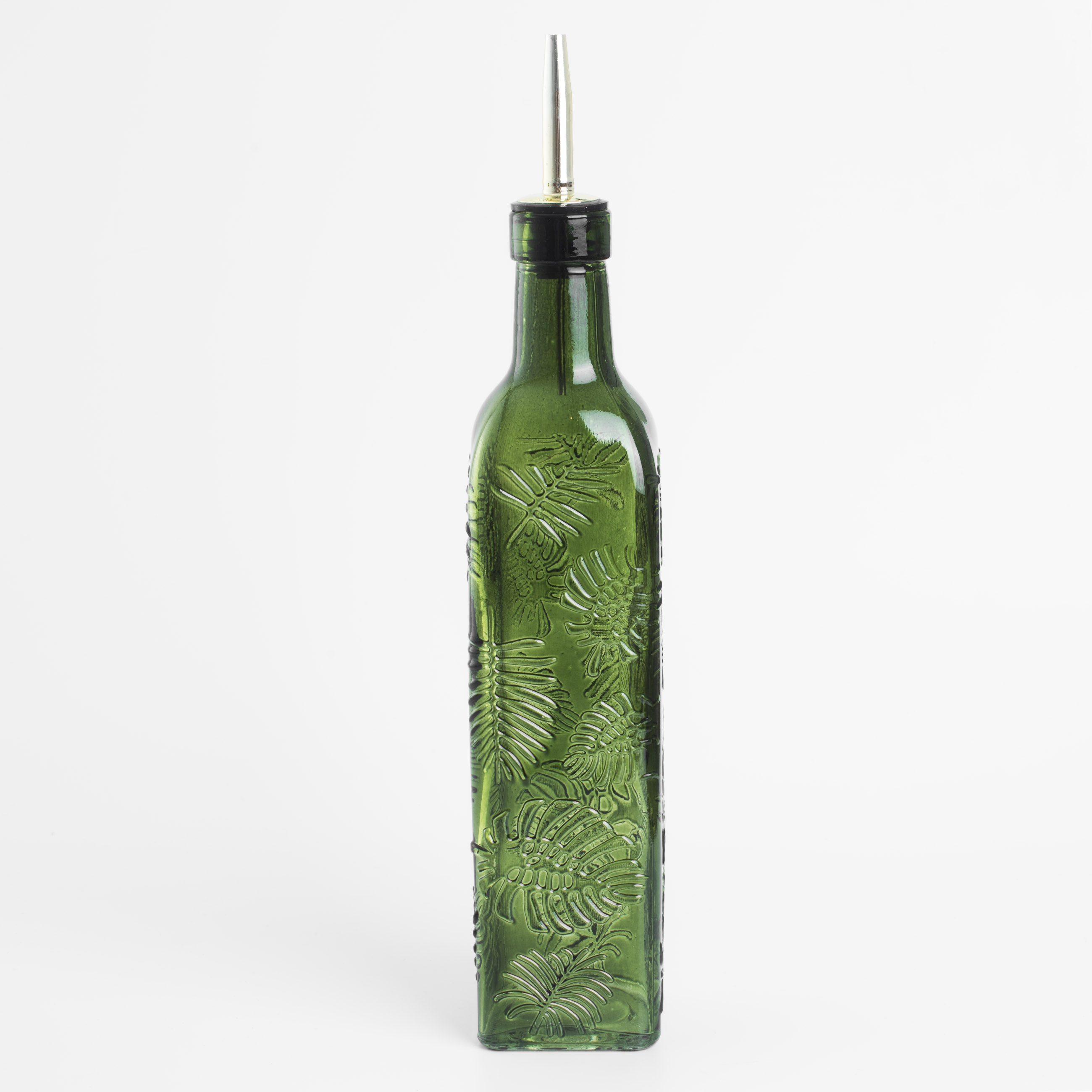 

Бутылка для масла/уксуса, 500 мл, с дозатором, стекло, металл, зеленая, Tropical leaves, Зеленый