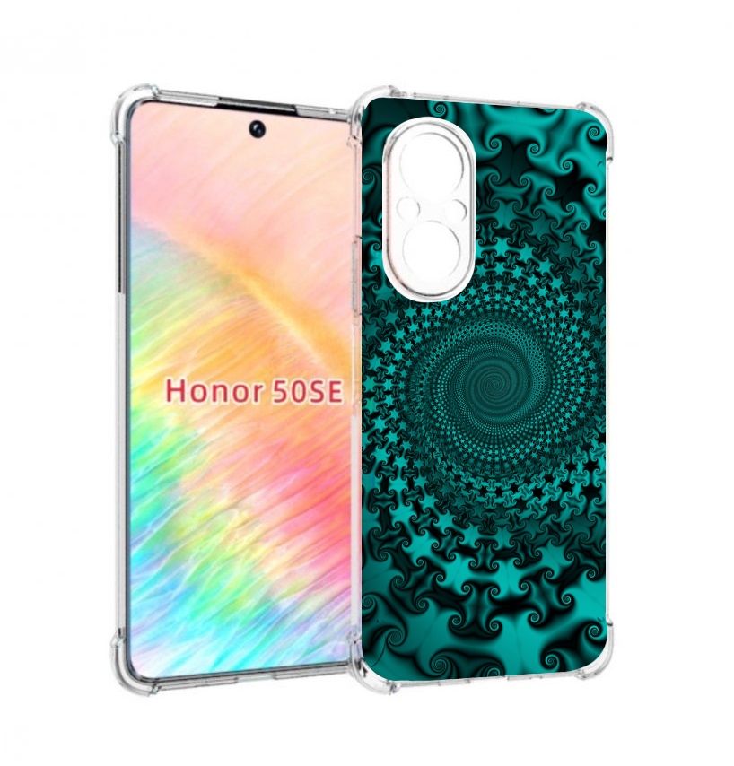 

Чехол бампер MyPads зеленый-гипноз для Honor 50 SE противоударный, Прозрачный, Tocco