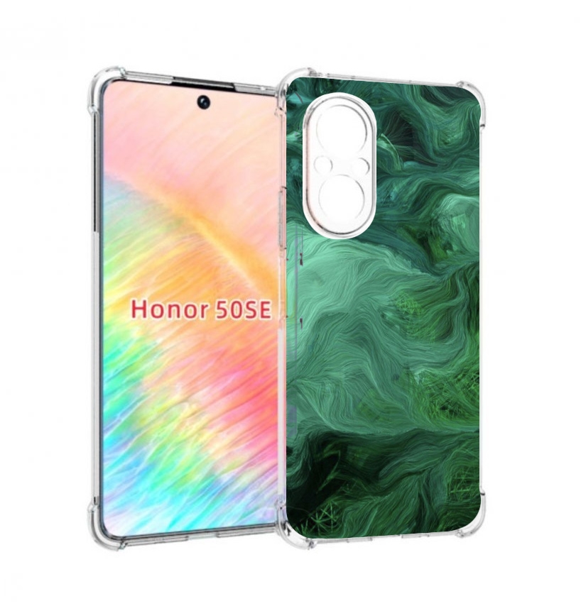 

Чехол бампер MyPads зеленые нити для Honor 50 SE противоударный, Прозрачный, Tocco