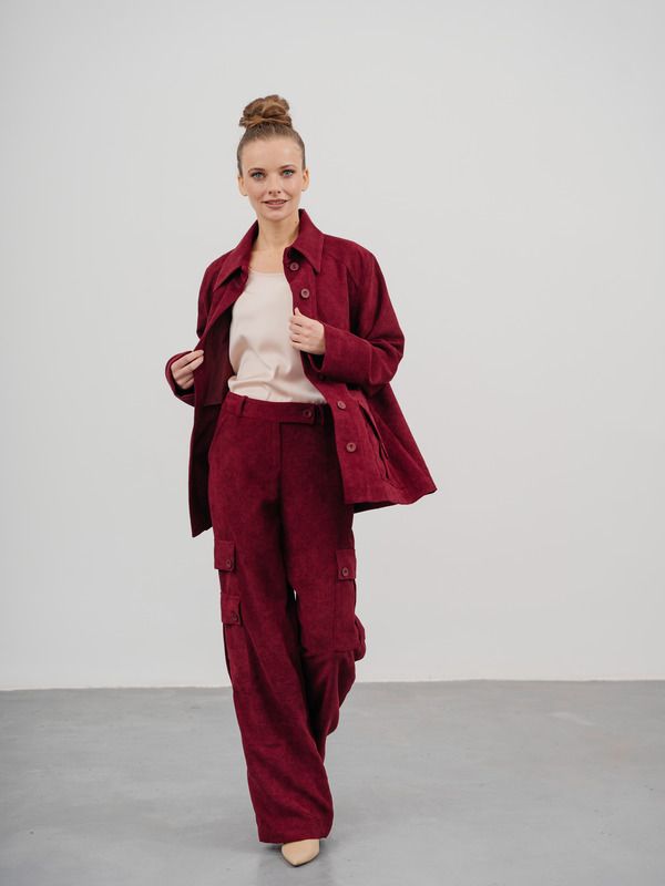 Брюки женские Модный дом Виктории Тишиной Лотта бордовые 42 RU