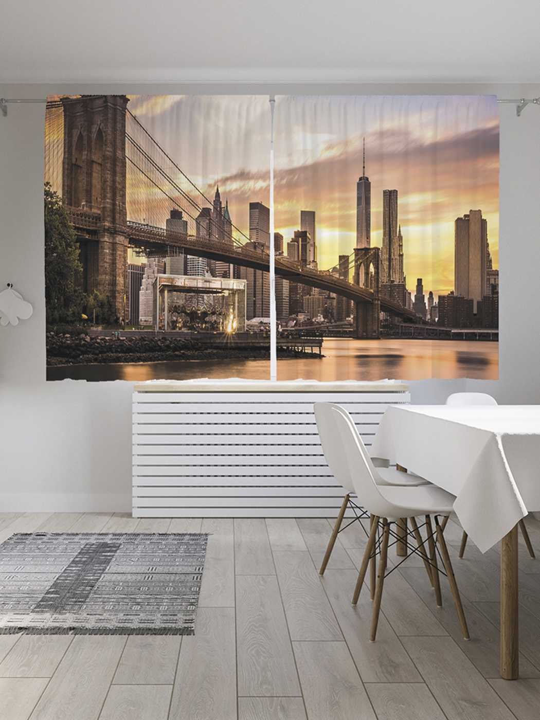 

Классические шторы JoyArty "Проплывая под мостом", Oxford DeLux, 2 полотна 145x180 см, Проплывая под мостом