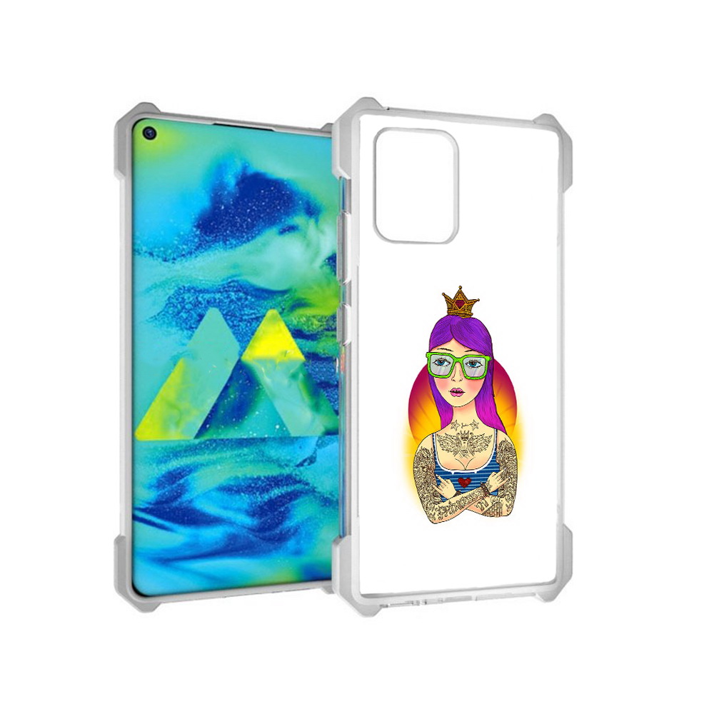 

Чехол MyPads Tocco для Samsung Galaxy S10 Lite девушка в татуировках с короной, Прозрачный, Tocco
