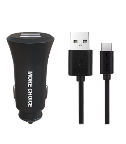 фото Автомобильное зарядное устройство more choice 2usb 2.4a для type-c ac23a black