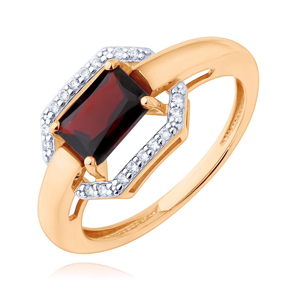 

Кольцо из золота р. , ADAMAS 14041019/01-А50Д-655, гранат\фианит, 14041019/01-А50Д-655