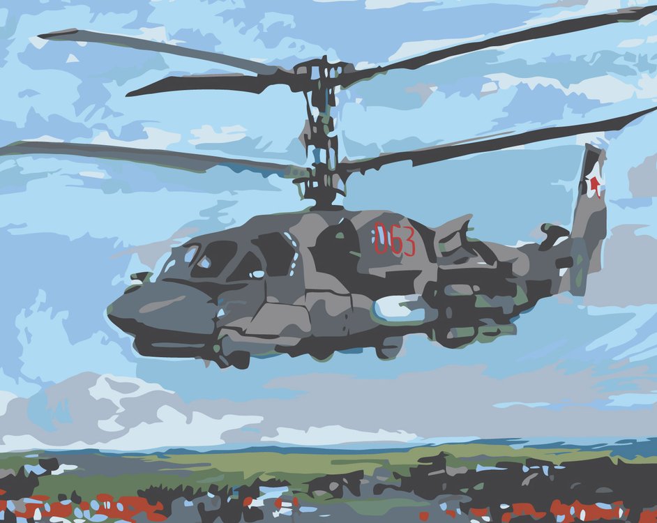 

Картина по номерам Живопись по Номерам Военный вертолет, 40x50, Военный вертолет