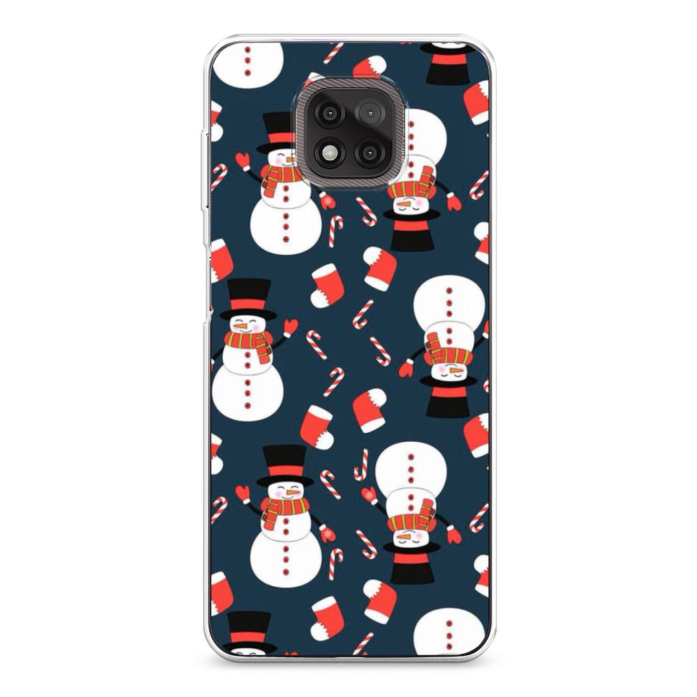 

Чехол на Motorola Moto G Power 2021 "Синие снеговики", Синий;белый;красный, 242750-5
