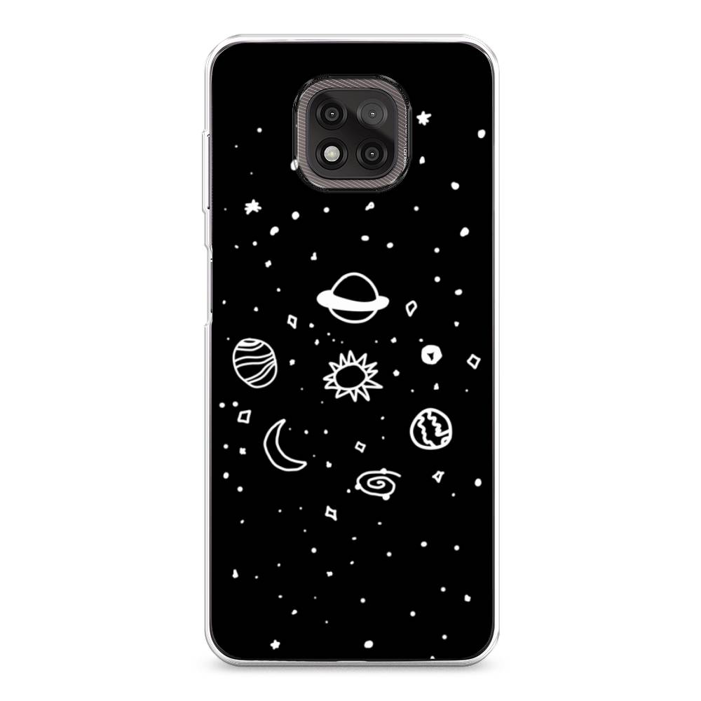 

Чехол на Motorola Moto G Power 2021 "Дудл солнечной системы", Бежевый;серый, 242750-2