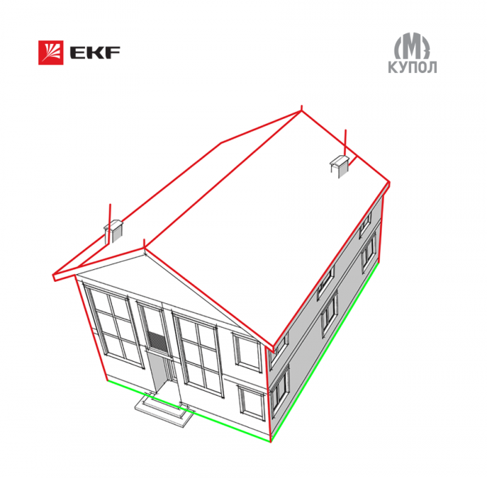

Комплект молниезащиты частного дома габ. 15х18м EKF PROxima