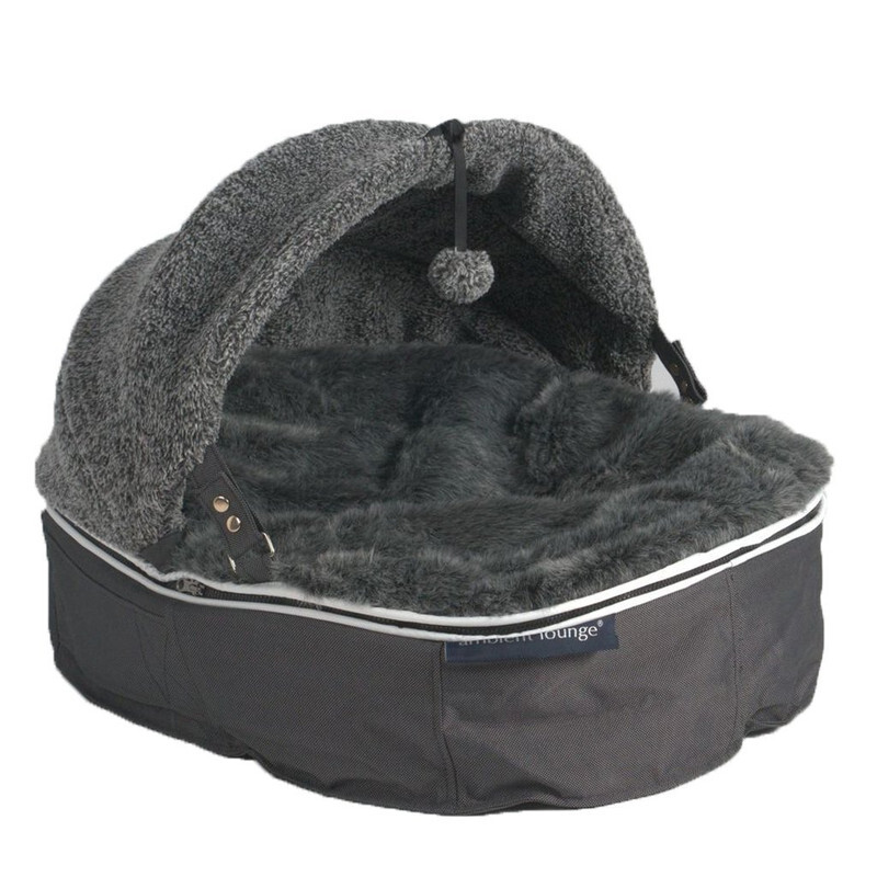 Лежанка-домик для собак Ambient Lounge Dark Grey Hoodie, серый, нейлон, размер S, 50х60 см