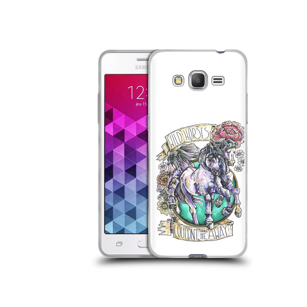 

Чехол MyPads Tocco для Samsung Galaxy Grand Prime рисунок коней в цветах, Прозрачный, Tocco