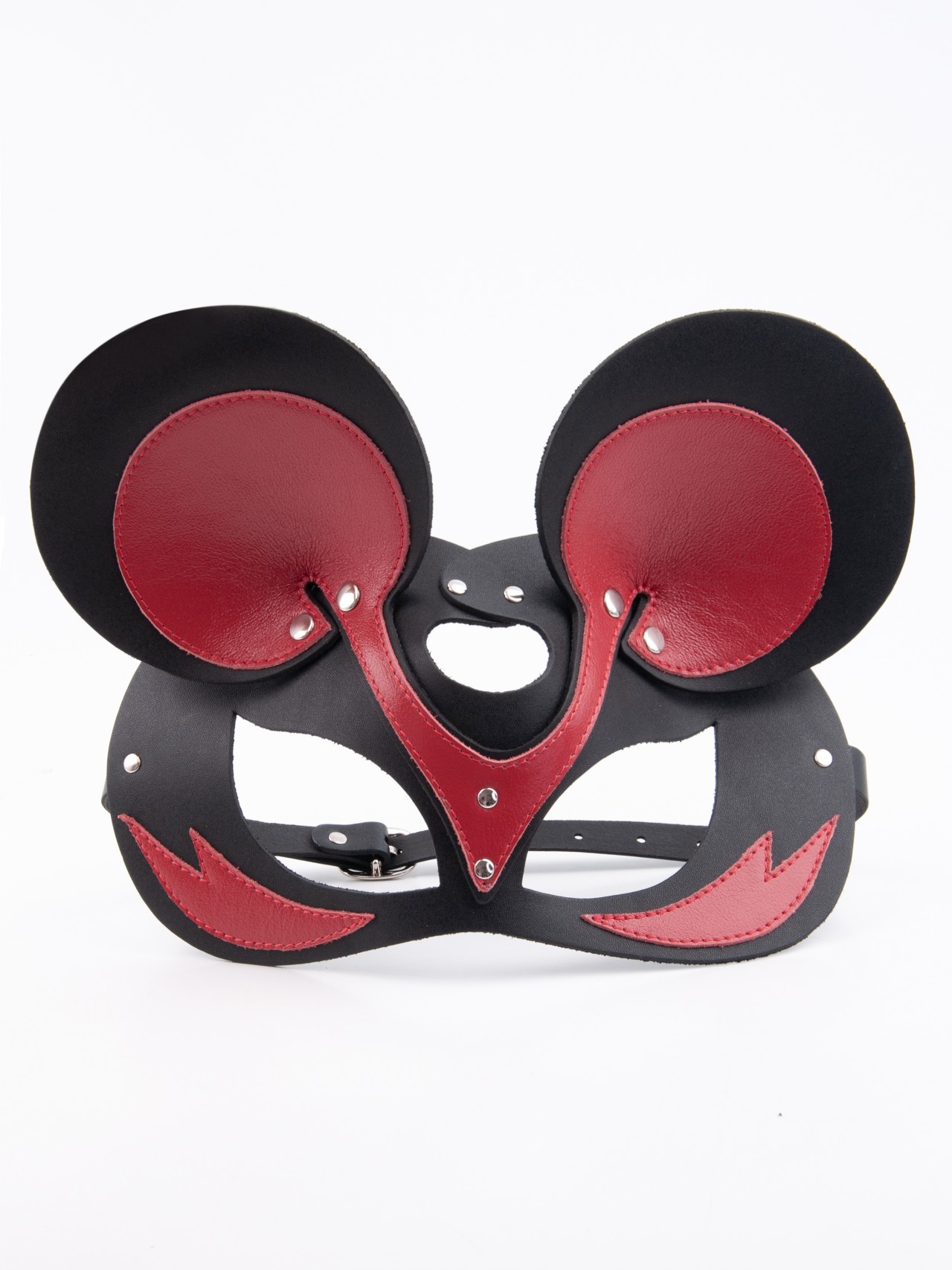 Маска Fire Horse БДСМ, кожаная, мышка, 008-008к, красная с черным