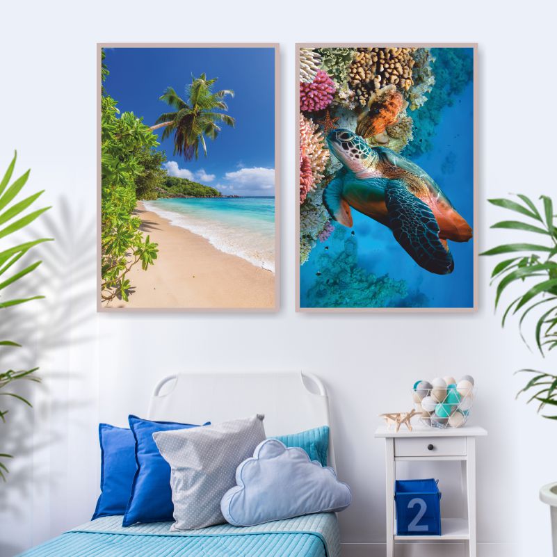 

Набор постеров ПолиЦентр из 2 шт на стену Тропический Остров и Морские Обитатели 40х50 см, Наборх2ТропическийОстровМорскиеОбитатели