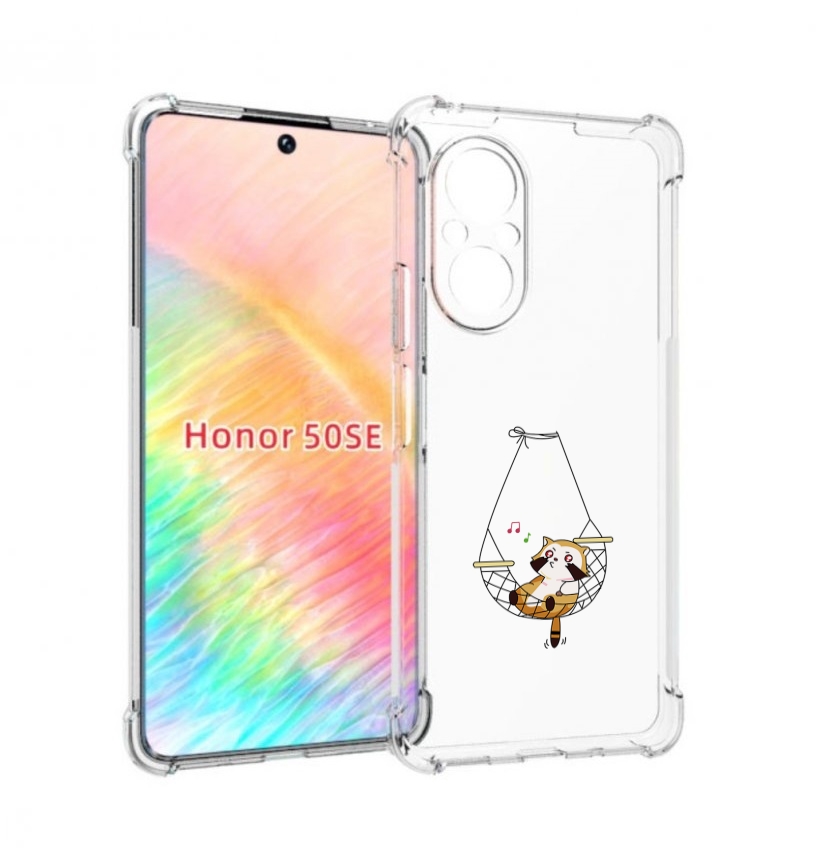 

Чехол бампер MyPads енот-на-гамаке для Honor 50 SE противоударный, Прозрачный, Tocco