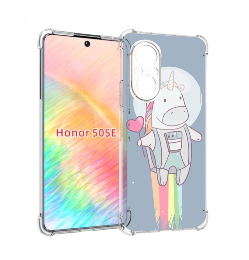 

Чехол бампер MyPads единорог летит за орбиту для Honor 50 SE про, Прозрачный, Tocco