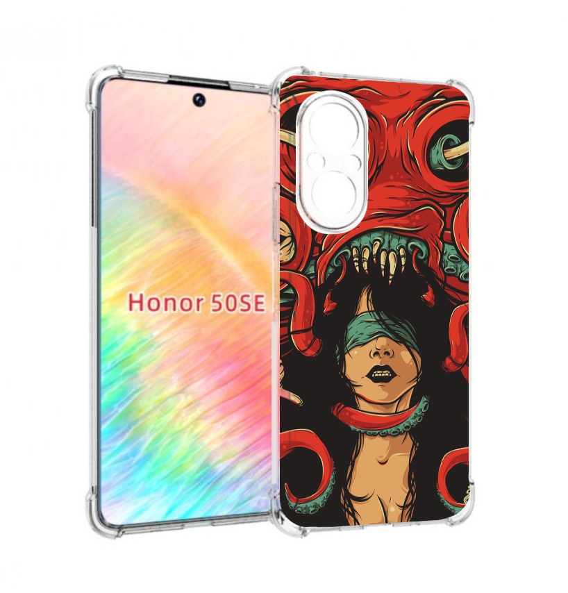 

Чехол бампер MyPads девушку-съедает-осьминог для Honor 50 SE про, Прозрачный, Tocco