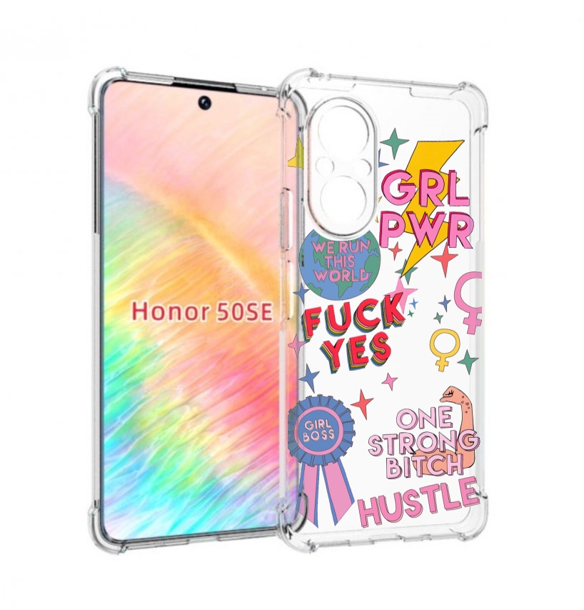 

Чехол бампер MyPads девушки-боссы женский для Honor 50 SE против, Прозрачный, Tocco
