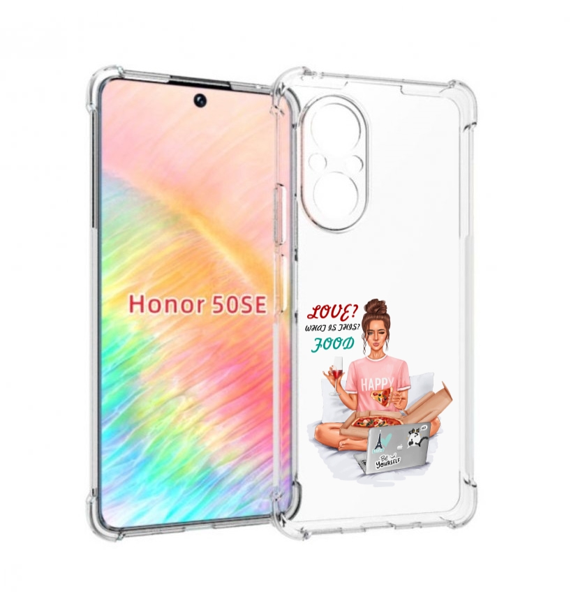 

Чехол бампер MyPads девушка-с-ноутбуком женский для Honor 50 SE, Прозрачный, Tocco