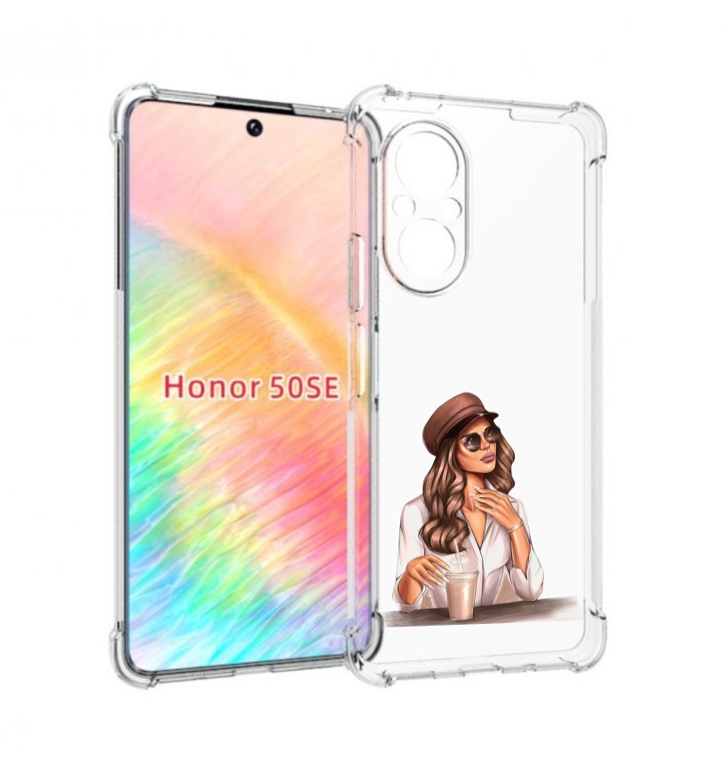 

Чехол бампер MyPads девушка-с-милкшейком женский для Honor 50 SE, Прозрачный, Tocco