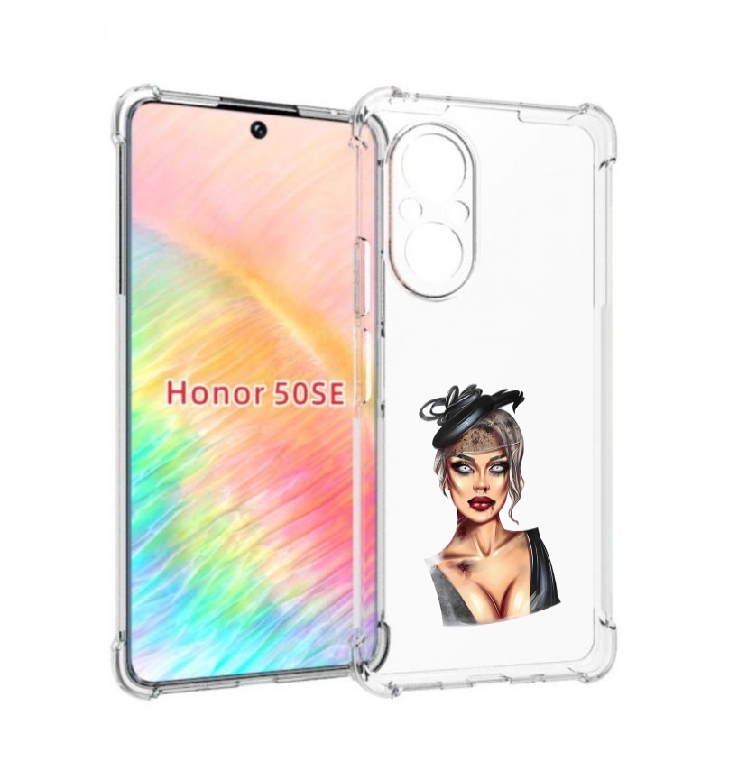 

Чехол бампер MyPads девушка-с-линзами для Honor 50 SE противоуда, Прозрачный, Tocco
