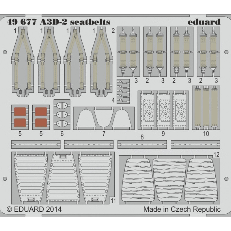 

49677 Eduard 1/48 Фототравление для A3D-2 seatbelts, Однотонный, 49677