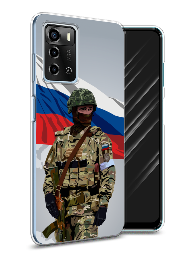 

Чехол Awog на ZTE Blade A72/V40 Vita "Солдат с флагом", Белый;синий;красный;зеленый, 135650-1