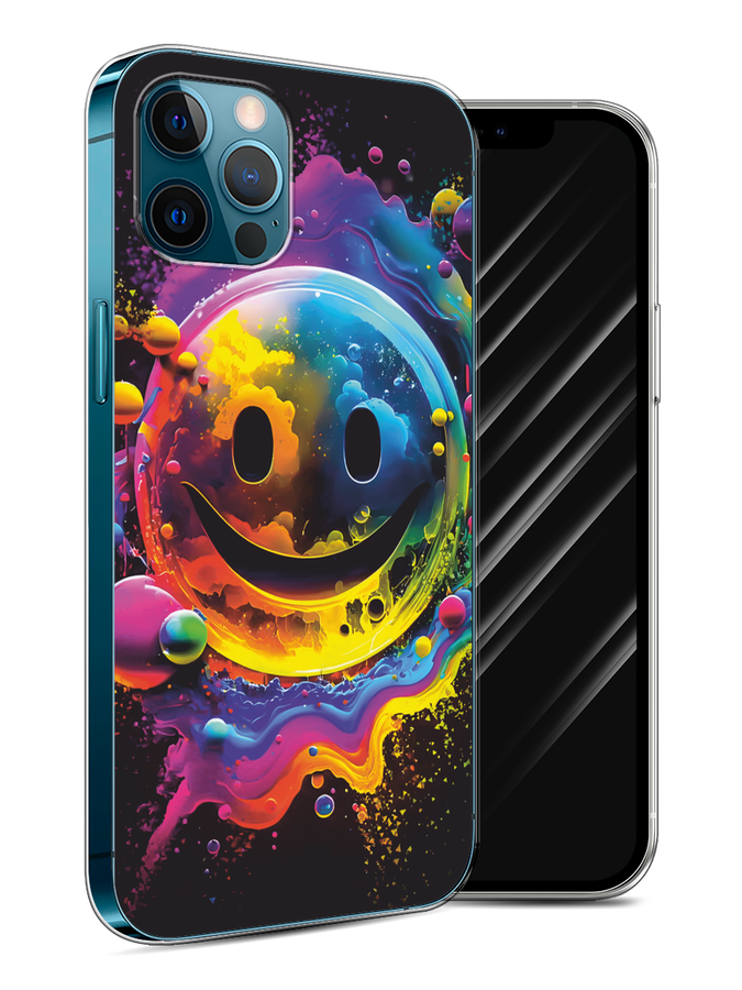 

Чехол Awog на Apple iPhone 12/12 Pro "Кислотный смайл", Фиолетовый;желтый;синий, 12850-1