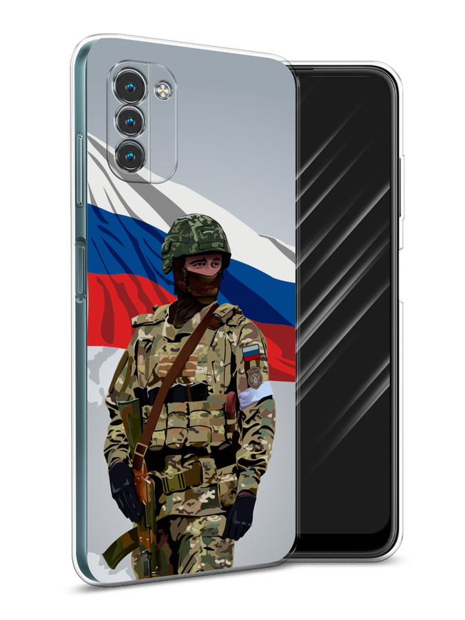 

Чехол Awog на Nokia G21 "Солдат с флагом", Белый;синий;красный;зеленый, 125050-1