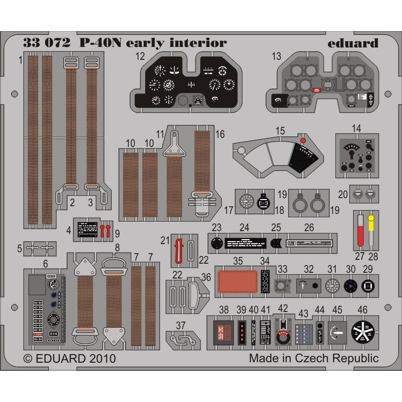 

33072 Eduard 1/32 Фототравление P-40N early interior S.A., Однотонный, 33072