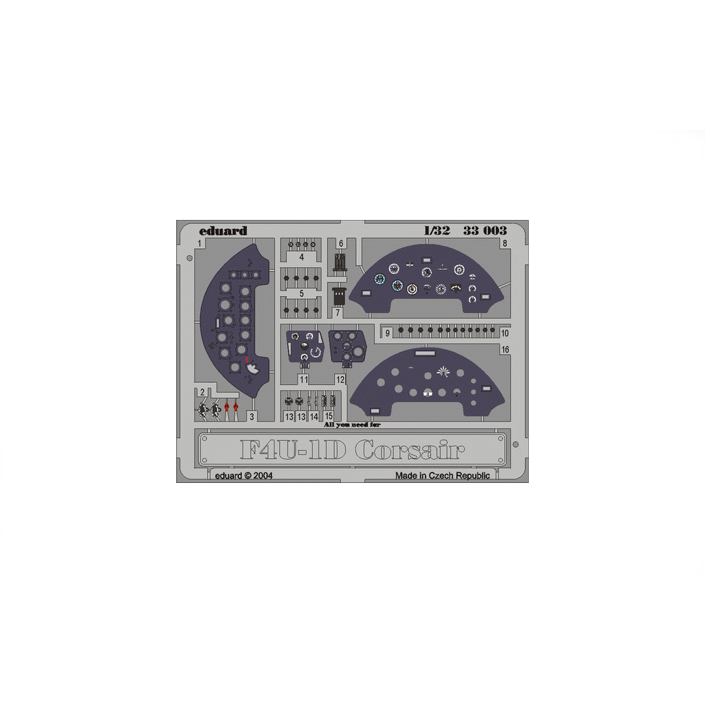 

33003 Eduard 1/32 Фототравление F4U-1 dashboard, Однотонный, 33003