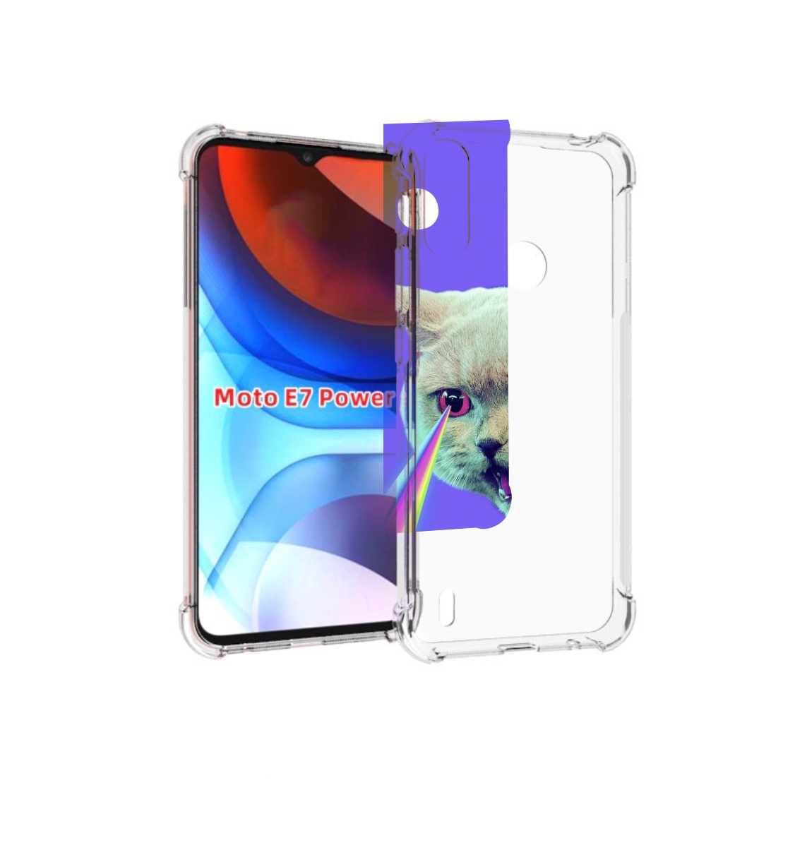 

Чехол MyPads кот с радугой в глазах для Motorola Moto E7 Power, Прозрачный, Tocco