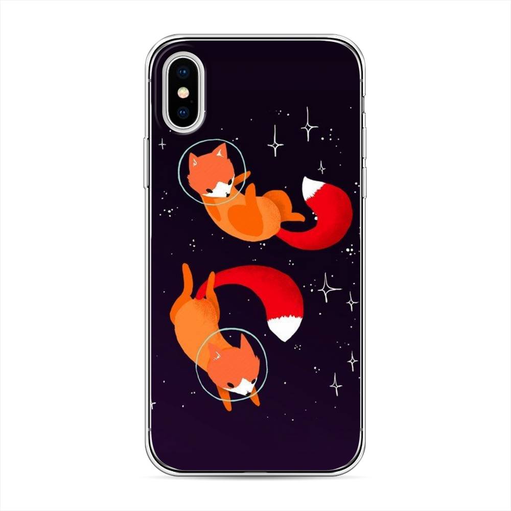 

Чехол Awog на Apple iPhone XS (10S) / Айфон XS (10S) "Лисы космонавты", Разноцветный, 11850-4