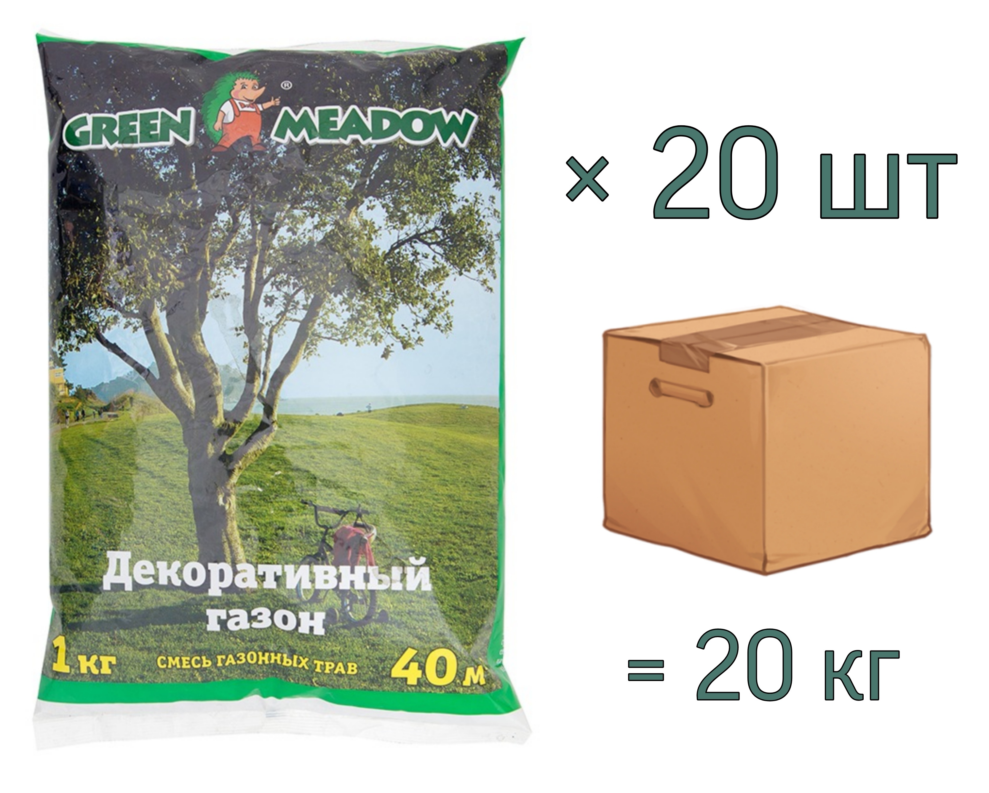 Семена газона ДЕКОРАТИВНЫЙ ДЛЯ ЗАТЕНЕННЫХ МЕСТ GREEN MEADOW, 1 кг х 20 шт (20 кг)