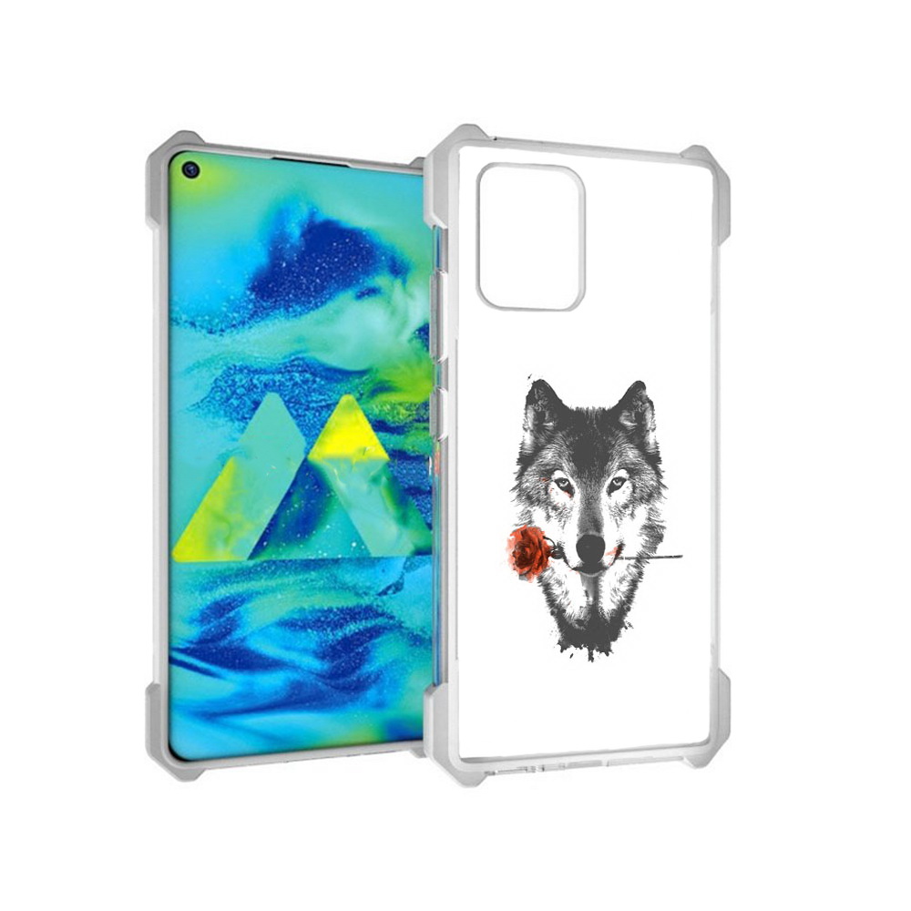 

Чехол MyPads Tocco для Samsung Galaxy S10 Lite волк с розой (PT143840.502.270), Прозрачный, Tocco