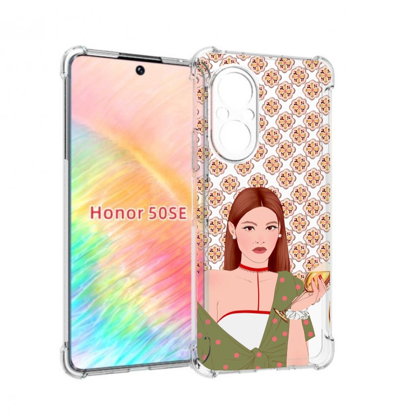 

Чехол бампер MyPads девушка-с-вином-рисунок женский для Honor 50, Прозрачный, Tocco